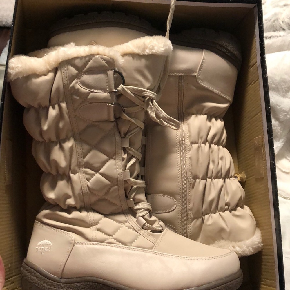 Cream color rain boots